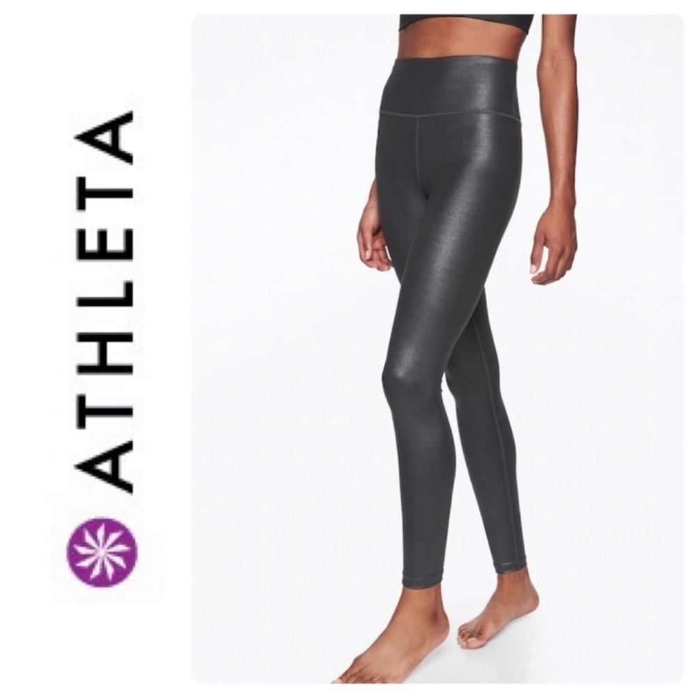 Athleta Shiny Charcoal Leggings